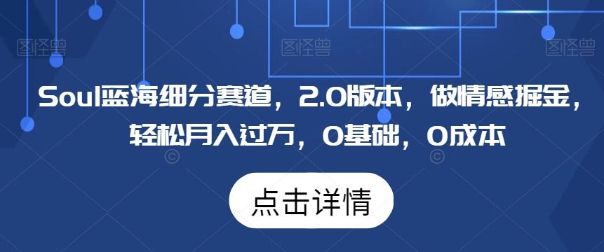 Soul蓝海细分赛道，2.0版本，做情感掘金，轻松月入过万，0基础，0成本-资源宝库