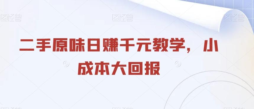 二手原味日赚千元教学，小成本大回报-资源宝库