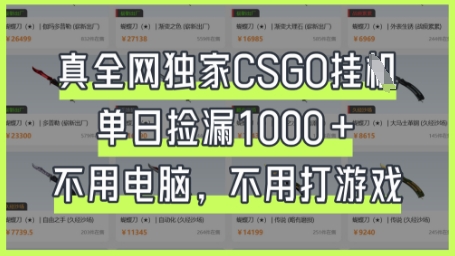 真全网独家CSGO挂G,单日捡漏1k+【揭秘】-资源宝库