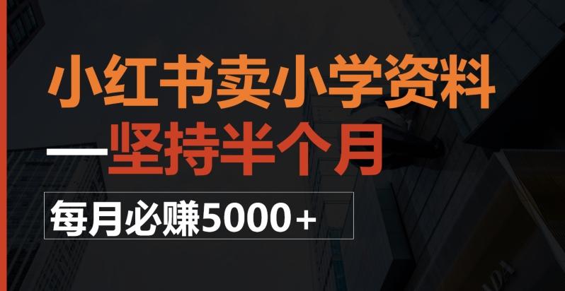 小红书卖小学资料，一坚持半个月，每月必赚5000+-资源宝库