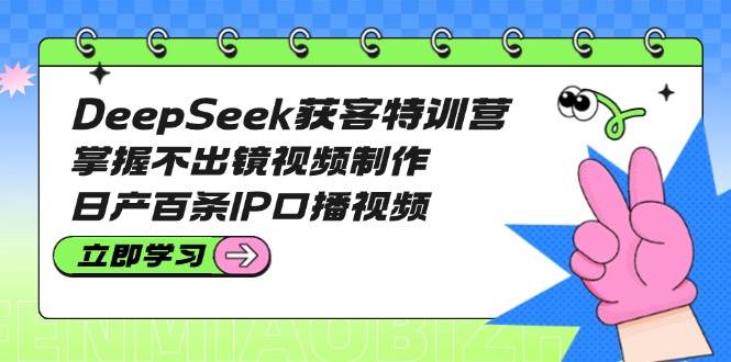 DeepSeek获客特训营:掌握不出镜视频制作,日产百条IP口播视频-资源宝库