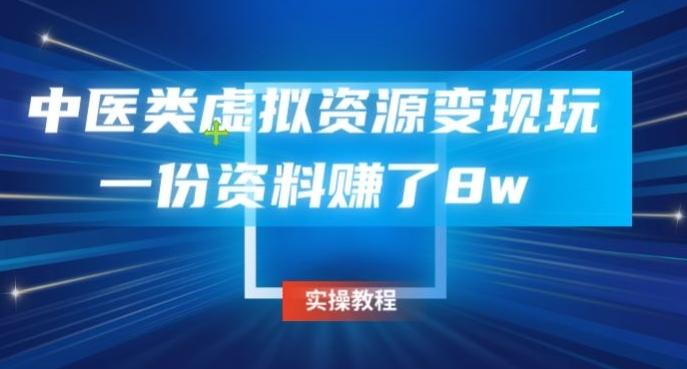 中医类虚拟资源变现玩法，一份资料赚了8w-资源宝库