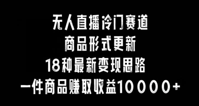 无人直播冷门赛道，商品形式更新，18种变现思路，一件商品赚取收益10000+【揭秘】-资源宝库