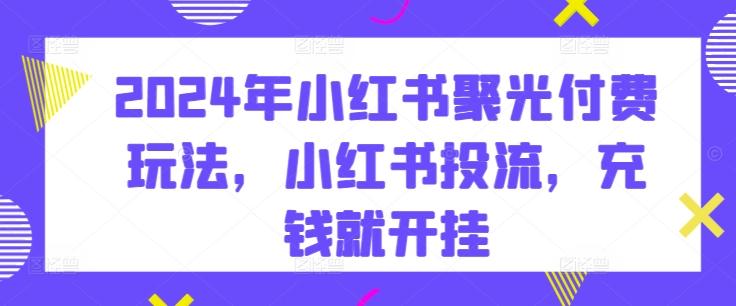2024年小红书聚光付费玩法，小红书投流，充钱就开挂-资源宝库