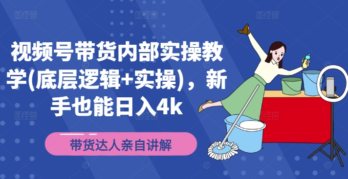 视频号带货内部实操教学(底层逻辑+实操)，新手也能日入4k-资源宝库