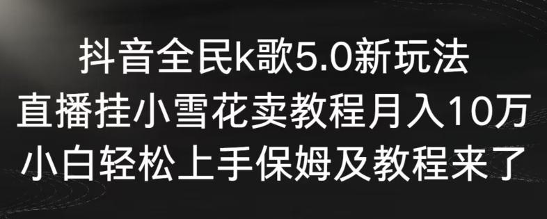 抖音全民k歌5.0新玩法，直播挂小雪花卖教程月入10万，小白轻松上手，保姆及教程来了【揭秘】-资源宝库