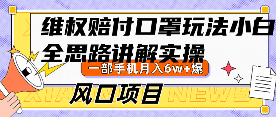 维权赔付口罩玩法，小白也能月入6w+，风口项目实操-资源宝库