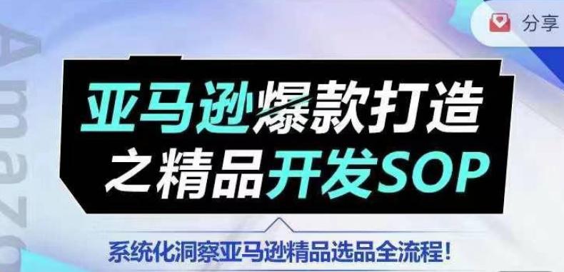【训练营】亚马逊爆款打造之精品开发SOP，系统化洞察亚马逊精品选品全流程-资源宝库