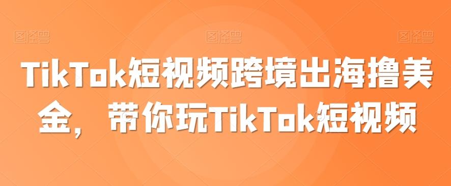 TikTok短视频跨境出海撸美金，带你玩TikTok短视频-资源宝库