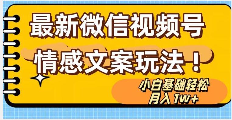 微信视频号情感文案最新玩法，小白轻松月入1万+无脑搬运【揭秘】-资源宝库