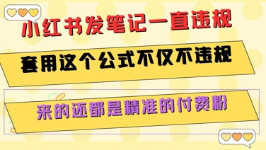 小红书发笔记一直违规，套用这个公式不仅不违规，来的还都是精准的付费粉-资源宝库