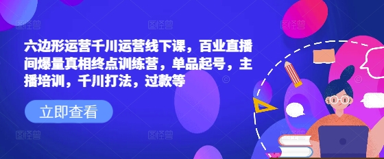 六边形运营千川运营线下课，百业直播间爆量真相终点训练营，单品起号，主播培训，千川打法，过款等-资源宝库