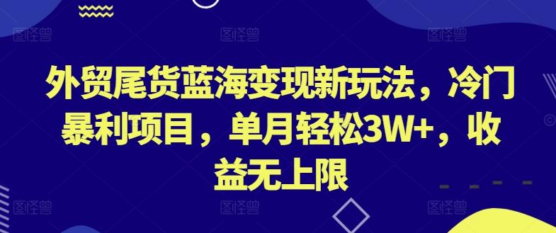外贸尾货蓝海变现新玩法，冷门暴利项目，单月轻松3W+，收益无上限【揭秘】-资源宝库