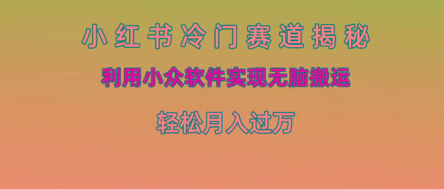 小红书冷门赛道揭秘,利用小众软件实现无脑搬运,轻松月入过万-资源宝库