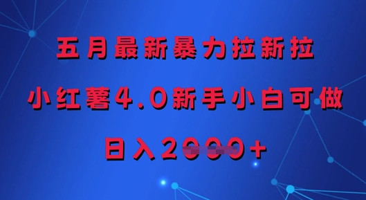五月最新暴力拉新拉,小红薯4.0新手小白可做,日入多张-资源宝库