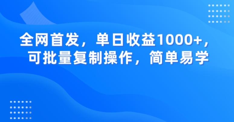 全网首发，单日收益1000+，可批量复制操作，简单易学【揭秘】-资源宝库