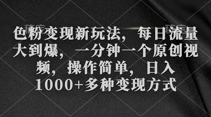(9282期)色粉变现新玩法，每日流量大到爆，一分钟一个原创视频，操作简单，日入1...-资源宝库