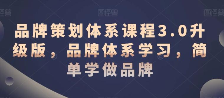 品牌策划体系课程3.0升级版，品牌体系学习，简单学做品牌-资源宝库
