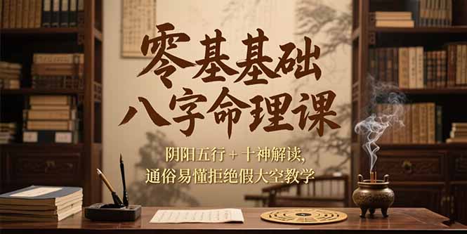 零基础八字命理课，阴阳五行+十神解读，通俗易懂拒绝假大空教学-资源宝库