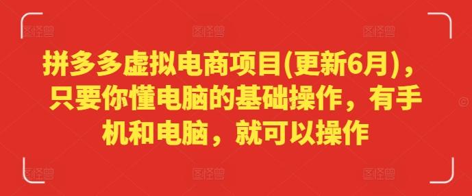 拼多多虚拟电商项目(更新6月)，只要你懂电脑的基础操作，有手机和电脑，就可以操作-资源宝库