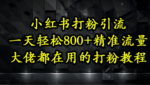 小红书打粉引流,一天轻松500+精准流量,大佬都在用的打粉教程-资源宝库