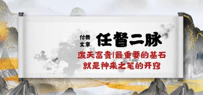 某付费文章《任督 二脉 泼天富贵|最重要的基石 就是神来之笔的开窍|万字》-资源宝库