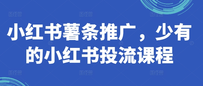 小红书薯条推广，少有的小红书投流课程-资源宝库
