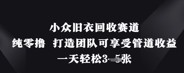 小众旧衣回收赛道,纯零撸 打造团队可享受管道收益,一天轻松3张-资源宝库