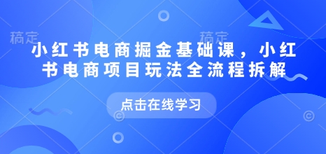 小红书电商掘金课，小红书电商项目玩法全流程拆解(更新5月)-资源宝库