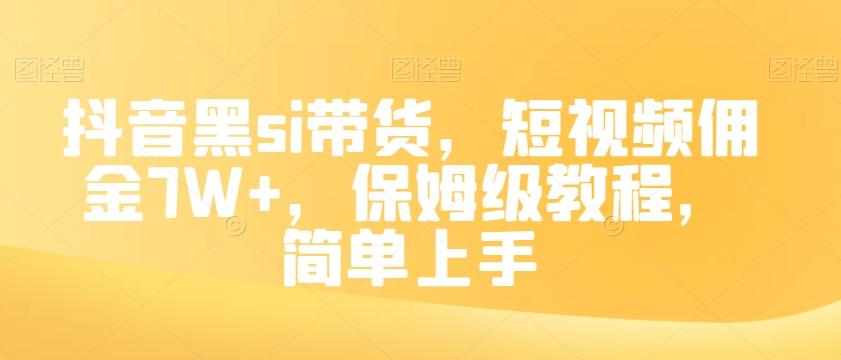 抖音黑si带货，短视频佣金7W+，保姆级教程，简单上手【揭秘】-资源宝库