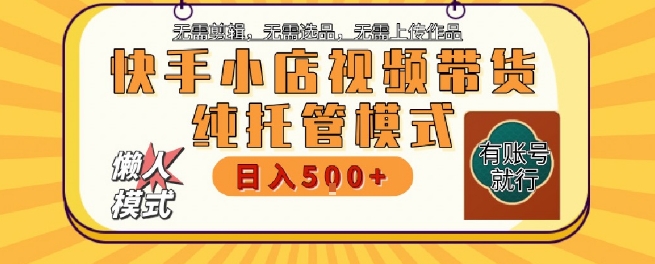 快手小店托管代运营,无需剪辑,无需选品,无需上传作品,全程无需操作,轻松月入5k+【揭秘】-资源宝库