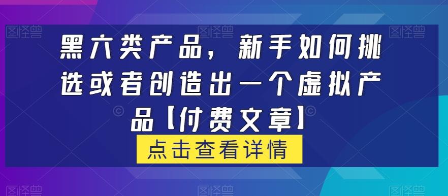 黑六类虚拟产品，新手如何挑选或者创造出一个虚拟产品【付费文章】-资源宝库