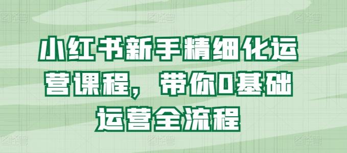 小红书新手精细化运营课程，带你0基础运营全流程-资源宝库
