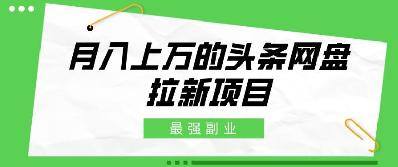 最强副业，月入上万的头条网盘拉新项目，小白新手轻松上手-资源宝库