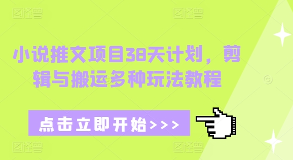 小说推文项目38天计划，剪辑与搬运多种玩法教程-资源宝库