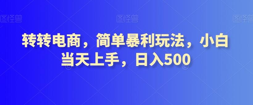 转转电商，简单暴利玩法，小白当天上手，日入500-资源宝库