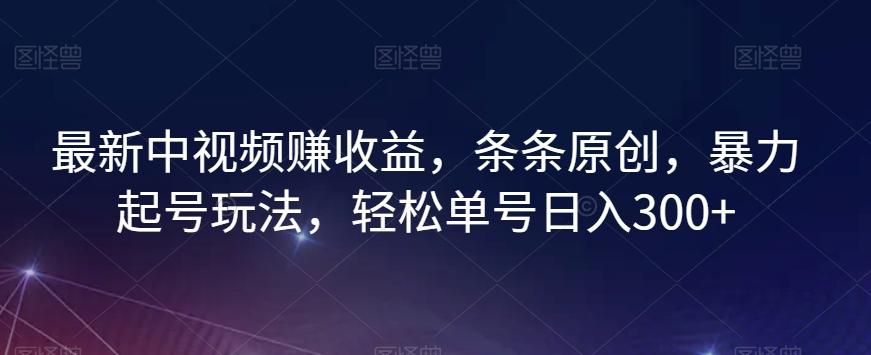 最新中视频赚收益，条条原创，暴力起号玩法，轻松单号日入300+【揭秘】-资源宝库