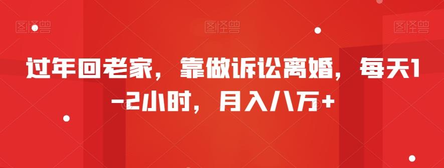 过年回老家，靠做诉讼离婚，每天1-2小时，月入八万+-资源宝库