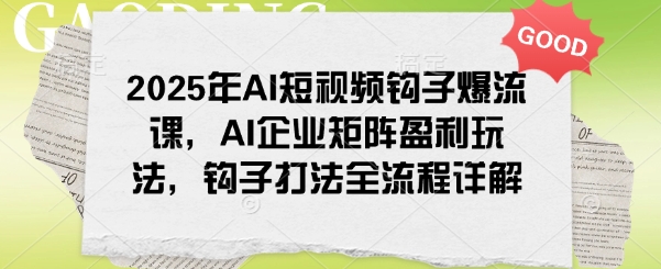 2025年AI短视频钩子爆流课，AI企业矩阵盈利玩法，钩子打法全流程详解-资源宝库