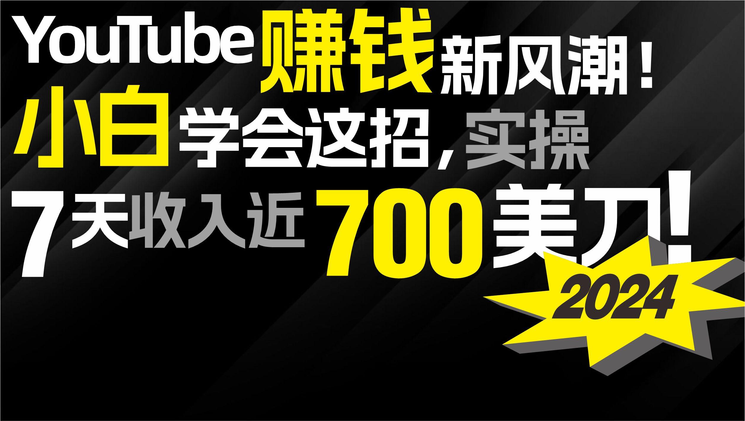 (9647期)2024 YouTube赚钱新风潮！小白学会这招，7天收入近7百美金！-资源宝库