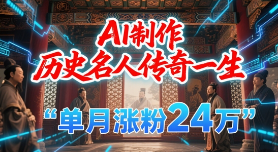 暴力起号!用AI制作历史名人传奇一生,单月涨粉24W,涨粉+变现赛道黑马来了-资源宝库