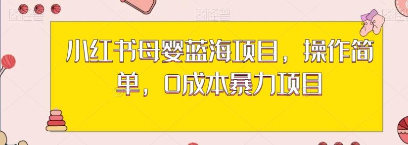 小红书母婴蓝海项目,操作简单,0成本暴力项目