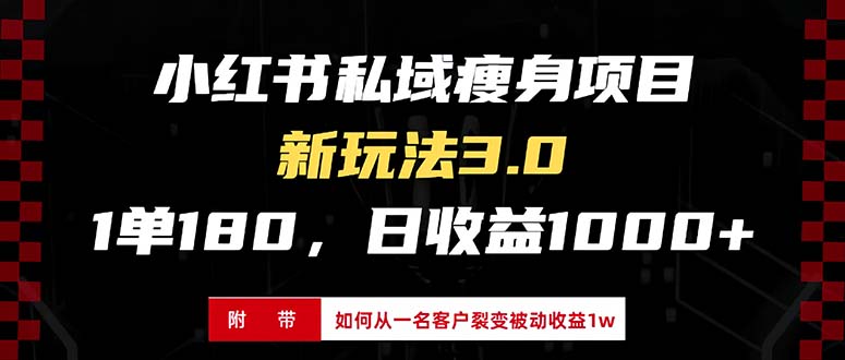 小红书瘦身项目3.0模式，新手小白日赚收益1000+(附从一名客户裂变收益…-资源宝库