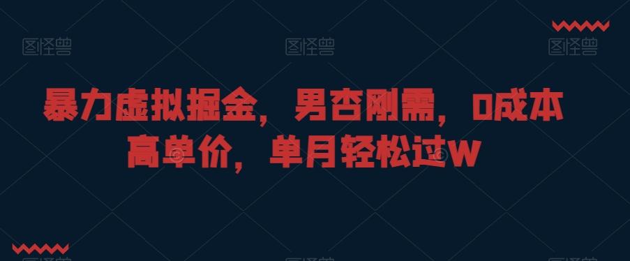 暴力虚拟掘金，男杏刚需，0成本高单价，单月轻松过W【揭秘】-资源宝库