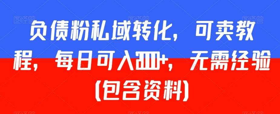 负债粉私域转化，可卖教程，每日可入2000+，无需经验（包含资料）【揭秘】-资源宝库
