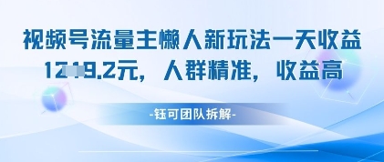 视频号流量主懒人新玩法，一天收益1k，人群精准收益高-资源宝库