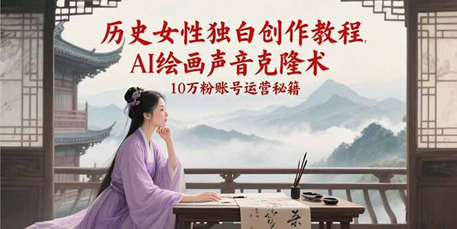 历史女性独白创作教程，AI绘画声音克隆术，10万粉账号运营秘籍-资源宝库