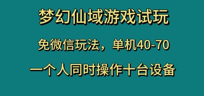 梦幻仙域游戏试玩，免微信玩法，单机40-70，一个人同时操作十台设备【揭秘】-资源宝库