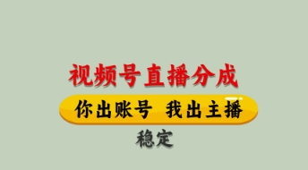 视频号直播分成，全程托管招募，单月轻松变现8k【揭秘】-资源宝库