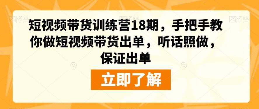 短视频带货训练营18期，手把手教你做短视频带货出单，听话照做，保证出单-资源宝库